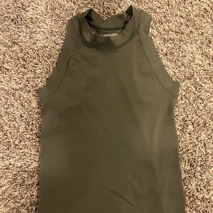 Athleta Seamless Ribbed Racerback Tank in Army Green